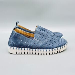 Ilse Jacobsen Shoes Girls 13 Blue Tulip Slip On Perforated Flats Casual